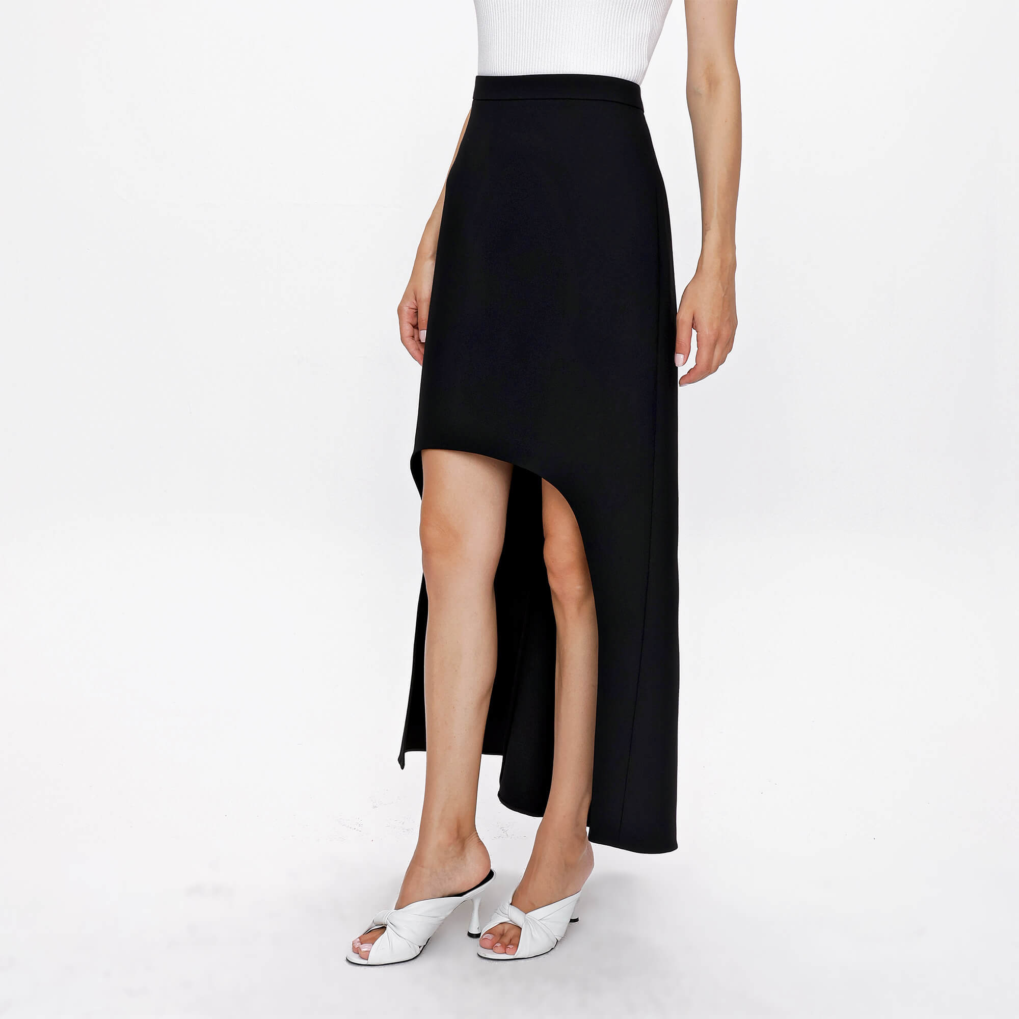 Alexander McQueen - Black Poplin Asymmetrical Cut Skirt